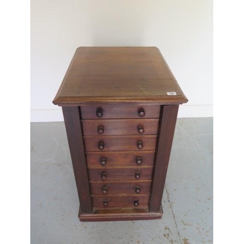 79 - A deep 19th century mahogany Wellington collectors chest with 7 drawers, 76cm tall x 59cm deep 46 cm... 