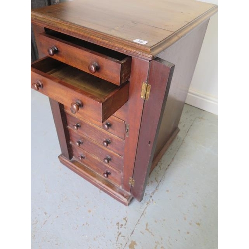 79 - A deep 19th century mahogany Wellington collectors chest with 7 drawers, 76cm tall x 59cm deep 46 cm... 