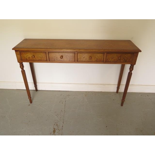 1 - A new burr oak 4 drawer hall table on turned reeded legs, made by a local craftsman to a high standa... 