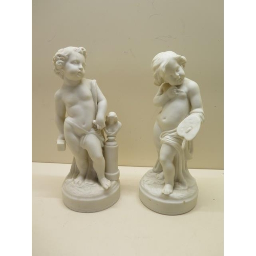 312 - Two Parian ware figures Art and Sculpture, 24cm tall, both good