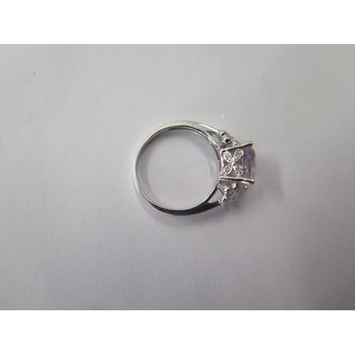 487 - A hallmarked 9ct white gold fancy topaz ring, size N, approx 3 grams, good condition
