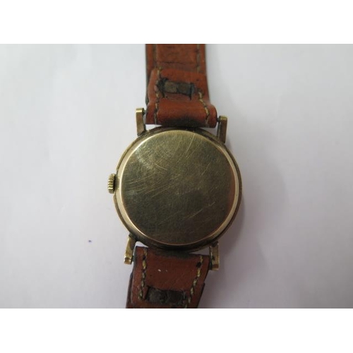 647 - A 9ct yellow gold Omega mid-size manual wind wristwatch, 28mm case, some general usage marks to case... 