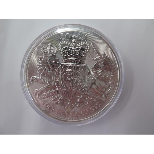 702 - A 2021 10oz fine silver 999 £10 coin
