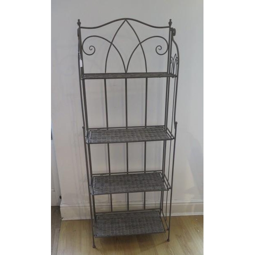 5 - An ornate metal and faux wicker folding 4 tier stand, ideal for plants or display, 165cm tall x 60cm... 