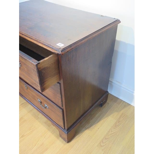 52 - An 18th century mahogany 3 drawer chest on bracket feet, 78cm tall x 85cm x 53cm, some wear and loss... 