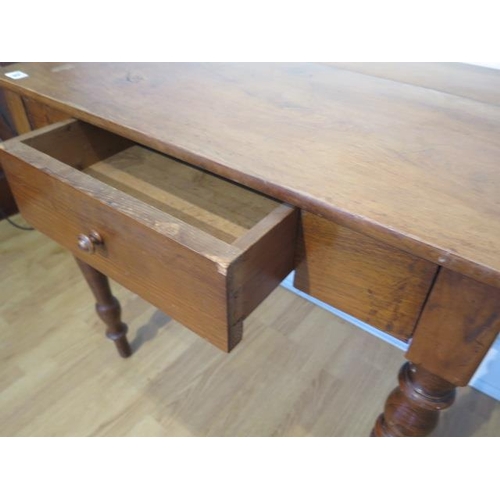 53 - A Victorian single drawer side table on turned legs, 74cm tall x 79cm x 53cm