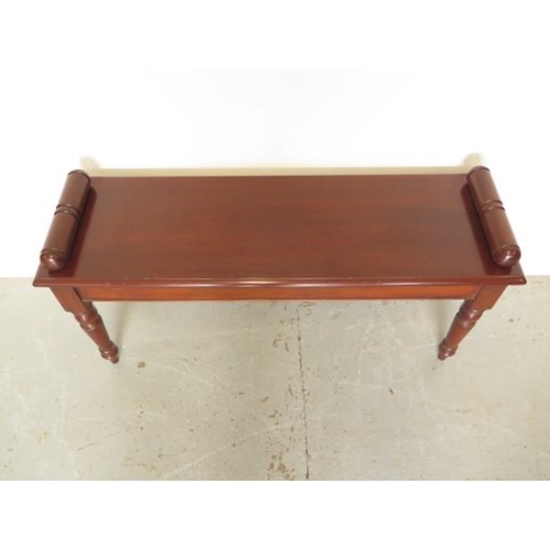 69 - A new Victorian style mahogany window / duet seat on turned legs, made by a local craftsman to a hig... 