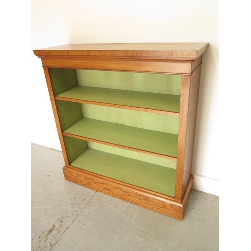 71 - A new burr oak bookcase with two adjustable shelves and painted interior, made by a local craftsman ... 