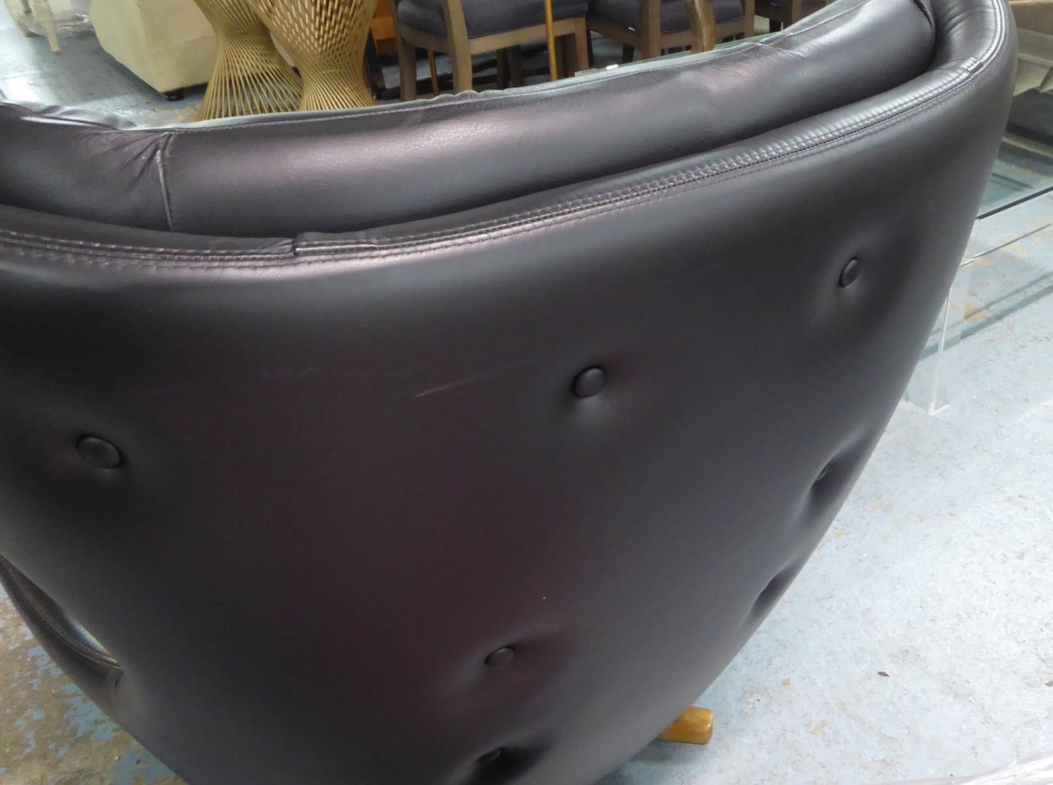 PARKER KNOLL STATESMAN CHAIR AND STOOL, 85cm W. (2)