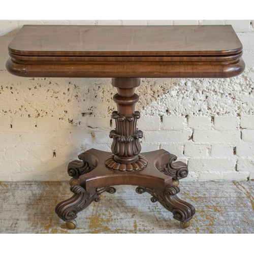 TEA TABLE, William IV mahogany with foldover top on lappet c...