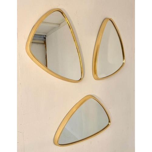 100 - WALL MIRRORS, a set of three, 60cm x 40cm, 1950's Italian style, gilt frames. (3)