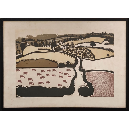 60 - GRAHAM CLARKE (b.1941) 'Chalk Hills', circa 1966, colour block on paper, signed and titled, 43cm x 6... 