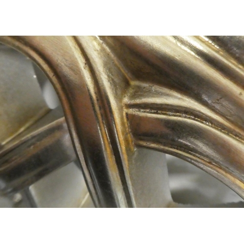 75 - WALL MIRROR, 117cm diam silver gilt pierced frame.