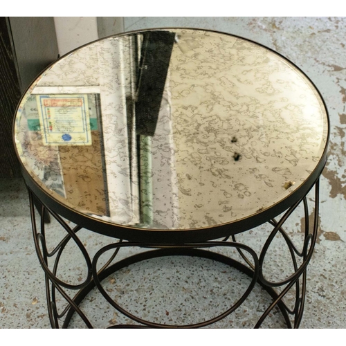 83 - SIDE TABLE, 46cm W x 60cm H, with an antiqued mirrored top.