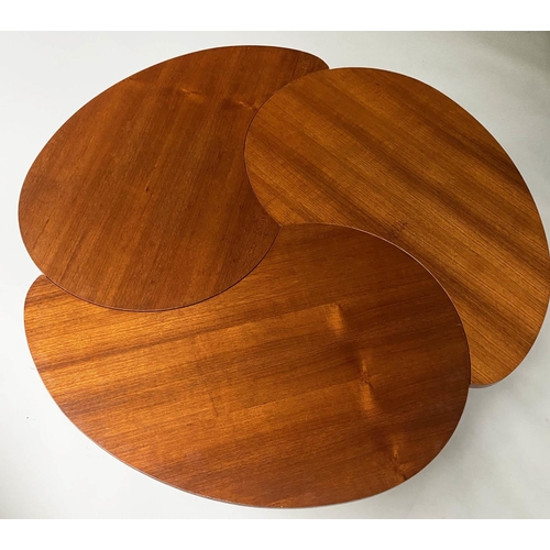 31 - LOW TABLE, tripartite teak with three interlocking section, 100cm x 40cm H. (3)