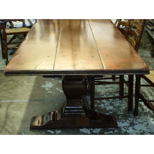31 - REFECTORY TABLE, 93cm x 214cm L hardwood, of recent manufacture.