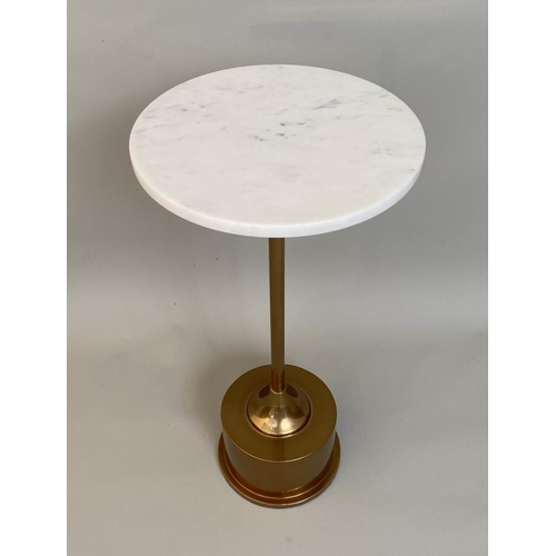 72 - MARTINI TABLE, 60cm x 38cm diam, gilt metal, marble top.