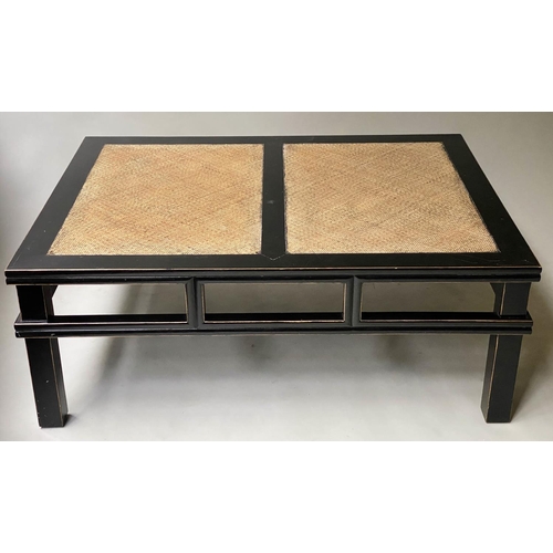 99 - LOW TABLE, rectangular cane inset, 120cm x 90cm x 45cm H.