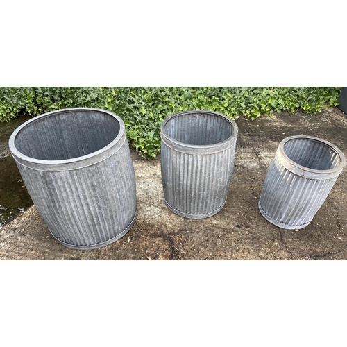 7 - PLANTERS, a graduated set of three, 50cm x 45cm diam at largest, Victorian style, washing dolly tub ... 
