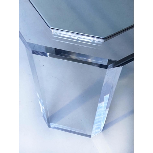 12 - LOW TABLE, 120cm W x 71cm D x 40cm H, Lucite framed, with glass inset top.