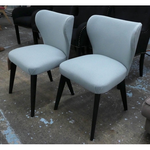 5 - DINING CHAIRS, a set of twelve, 84 cm H, duck egg blue fabric upholstered. (12)