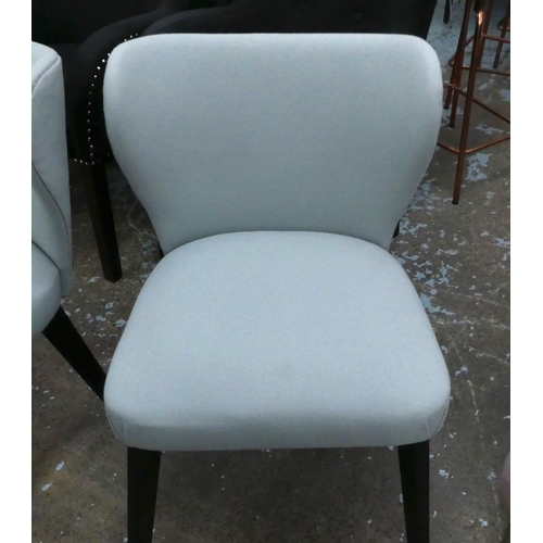 5 - DINING CHAIRS, a set of twelve, 84 cm H, duck egg blue fabric upholstered. (12)