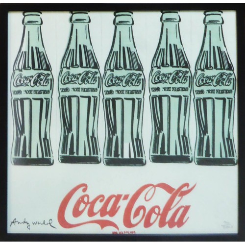 82 - ANDY WARHOL 'Five Coke Bottles', 1962, lithograph, numbered 130/2400 CMOA stamp on reverse, printed ... 