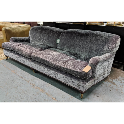 11 - SOFA, 250cm x 105cm x 75cm, Howard style, velvet upholstered.