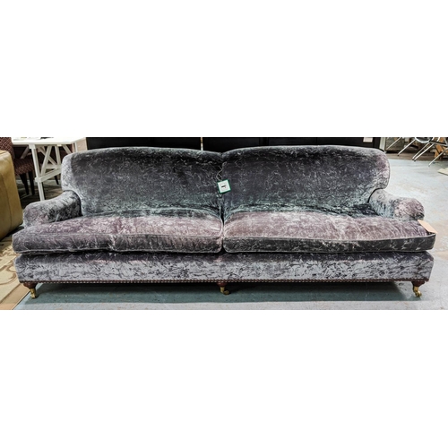 11 - SOFA, 250cm x 105cm x 75cm, Howard style, velvet upholstered.