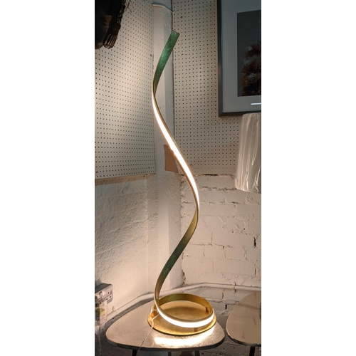 111 - FLOOR LAMP, 123cm H helix design, gilt finish.
