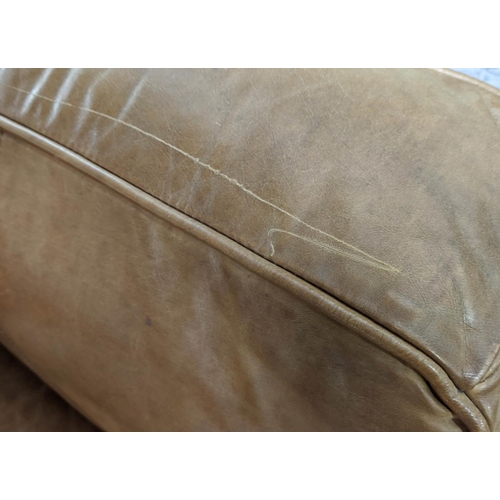 114 - SOFA, 240cm, contemporary design, tan leather finish.