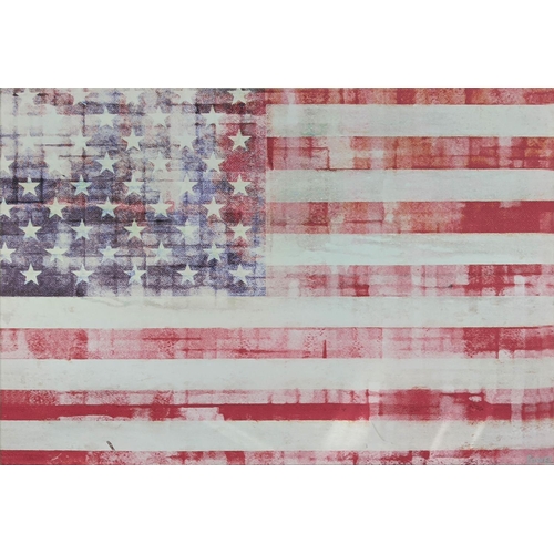 103 - AFTER TAJ PARVEZ AMERICAN FLAG, 112cm x 76cm, print on canvas, signed in plate.