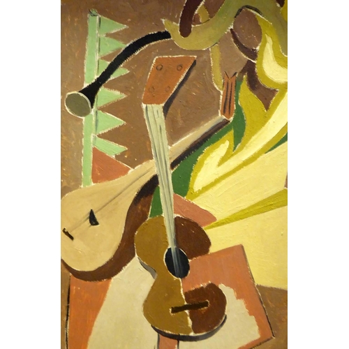 88 - MANNER OF JUAN GRIS 'Still Life with Mandolin & Guitar', oil on board, 45cm x 30cm.