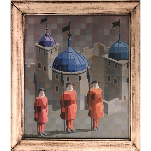 37 - JAMES HOOPER 'The Tower of London', gouache, with label verso, 40cm x 34cm, framed.