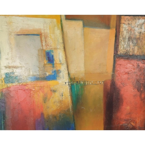 50 - MICHELE PATRIZIO (Canadian, b.1955) 'Abstract', oil on canvas, signed, 90cm x 118cm, framed.