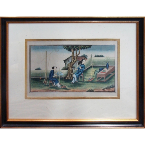 60 - CHINESE SCHOOL 'Spinning Works', a pair of watercolors, 39.5cm x 49.5cm each, framed and glazed. (2)
