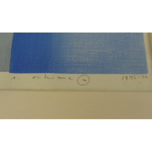 67 - ANSEI UCHIMA (Japanese-American, 1921-2000) 'In Blue (Dai)', 1975/6, colour woodcut, signed, titled,... 