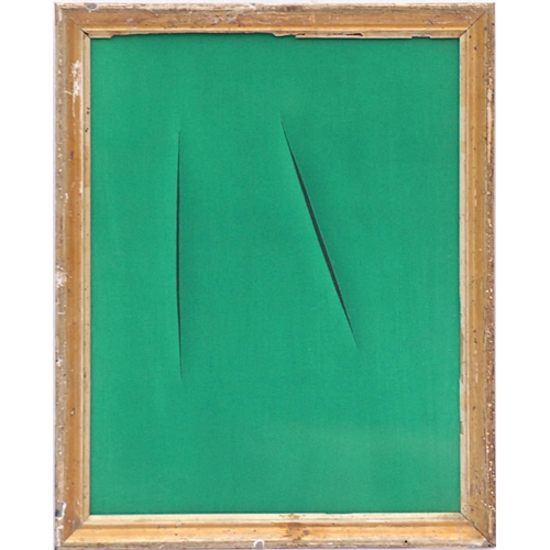 LUCIO FONTANA 'Concetto Spaziale', rare prochoir,  1959, published in Paris by San Lazzaro, 32cm x 25cm, framed and glazed. (Subject to ARR - see Buyers Conditions)