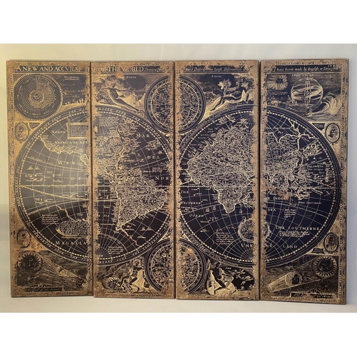 GIANT WORLD MAP, split into four panels, each section 280cm ... | Barnebys