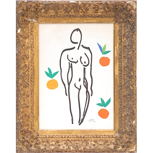 60 - HENRI MATISSE 'Nude with Oranges', original lithograph from the 1954 edition after Mattise's cut out... 