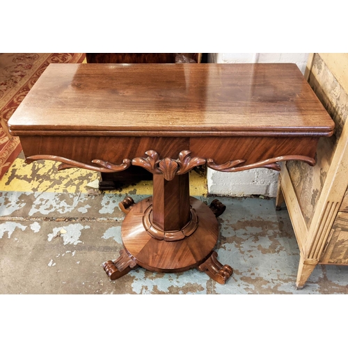 TEA TABLE, 45cm D x 75cm H x 91cm W, Victorian mahogany with faceted column.