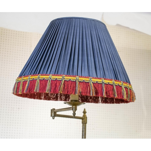 250 - BESSELINK AND JONES FLOOR LAMP, 160cm H brass and adjustable with red and blue shade.
