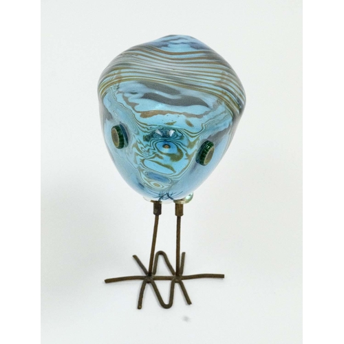 11 - ALESSANDRO PIANON PULCINO GLASS BIRD, early 1960's Italian Murano art glass by Vetreria Vistosi, blu... 