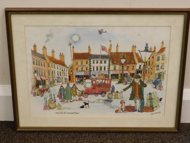 Colin Carr (1929-2002). Caistor - The Market Place, Watercolour, Signed 