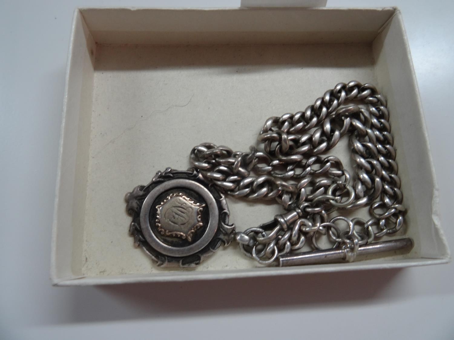 Silver Watch Chain & Fob