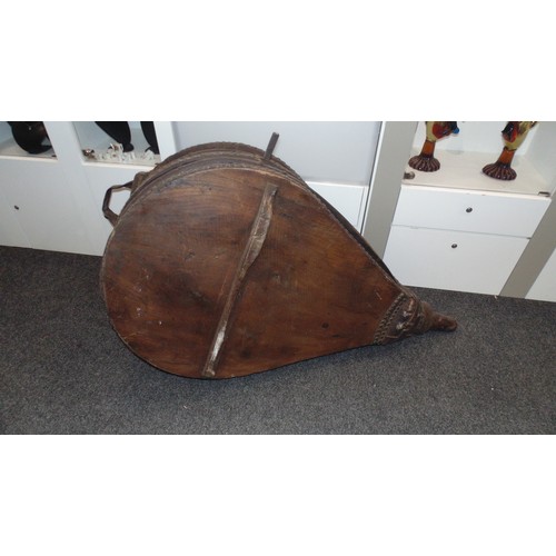 33 - Antique Elm and leather forge bellows  
4ft length
2ft width