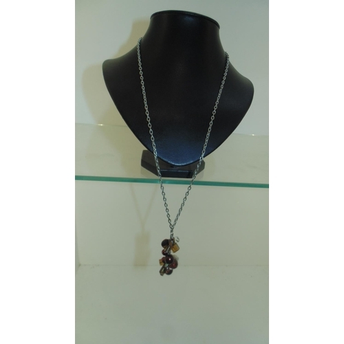3044 - Designsix London Long Necklace with Brown stones and gems