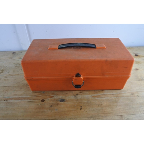 222 - A plastic toolbox & contents.