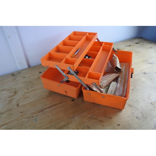 222 - A plastic toolbox & contents.