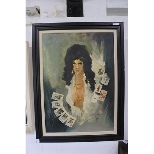 227 - A large framed oil painting 'Gypsy Girl' signed. (Measuring 82x62cm)